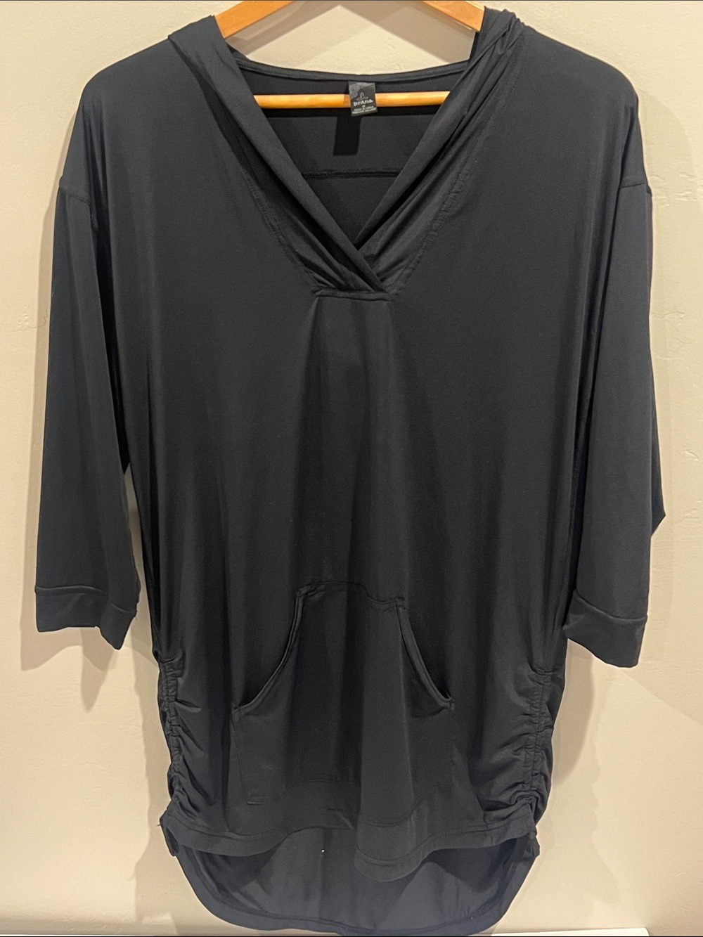 Prana Black Hooded V-Neck Swim Coverup
